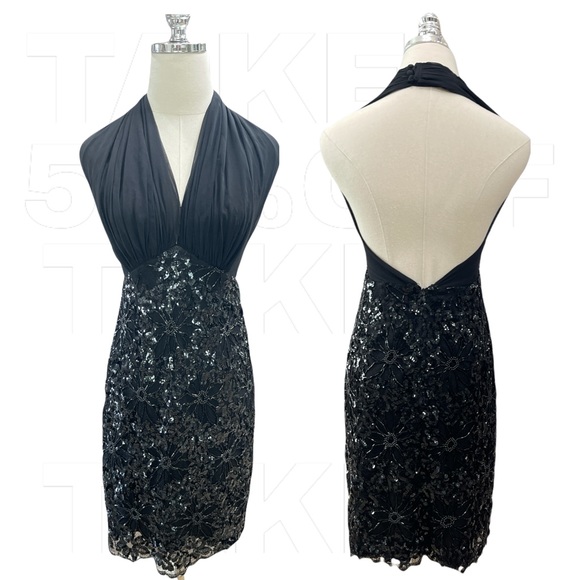 Pamela Dennis Dresses & Skirts - Pamela Dennis Couture Beaded and Sequin French Lace Silk Halter Dress Size 2